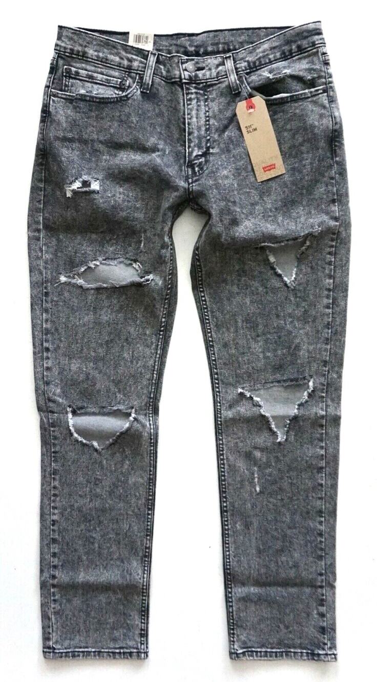 Levi's Nwt Mens 511 Slim Fit Snowcat 045113779 Distressed Ripped Jeans 29 x 30